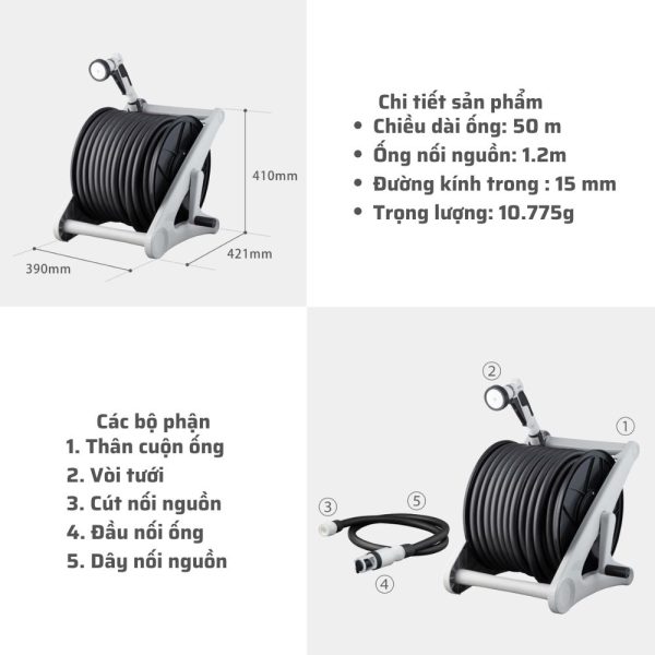 Bộ vòi thu rút tưới vườn đa năng TAKAGI Aurora R550CG - Ảnh 2