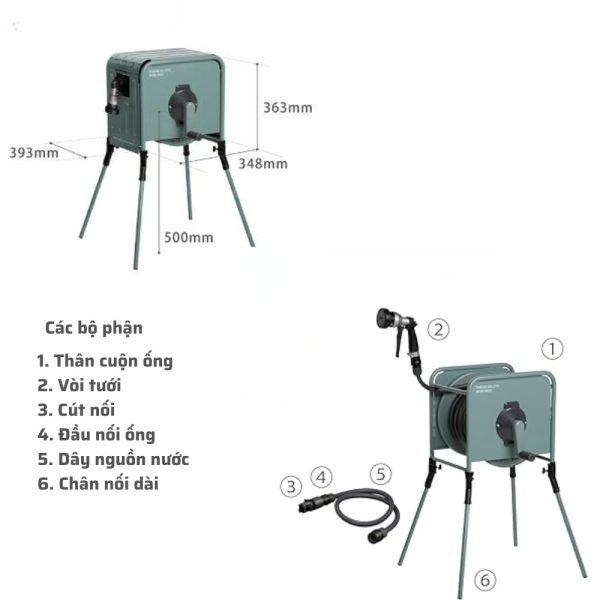 Bộ vòi thu rút tưới vườn bằng kim loại TAKAGI RFC320GY - Ảnh 2