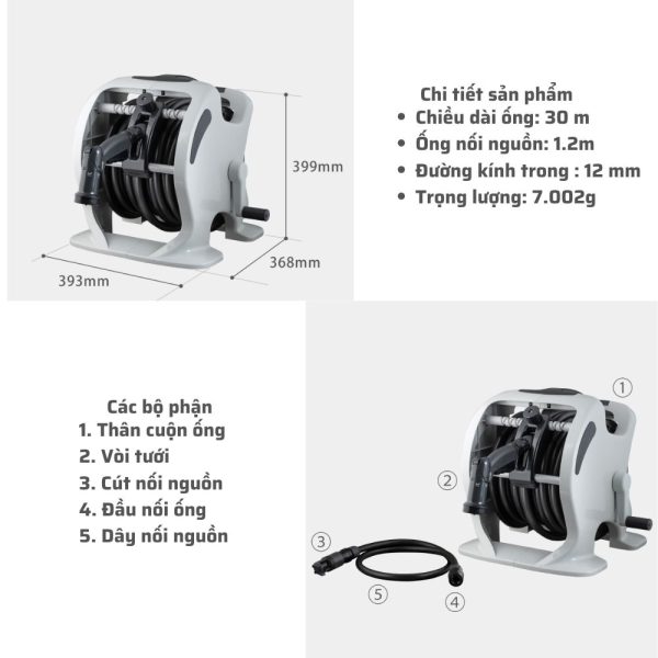 Bộ vòi thu rút tưới vườn đa năng TAKAGI Mercury RT220CG - Ảnh 2